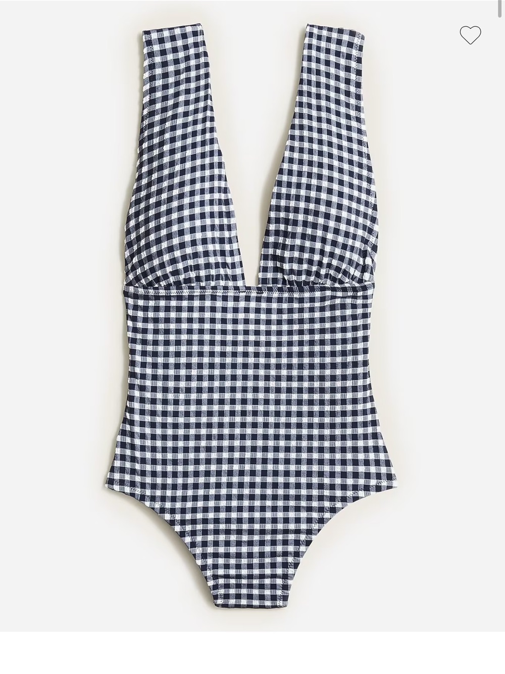 J. Crew Black and White Gingham One-Piece Swimsuit